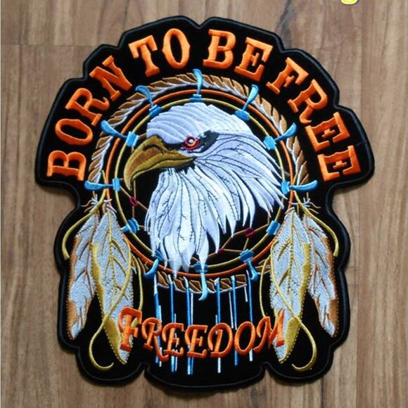 New Large Iron-On Patch – BORN TO BE FREE - Picture 1 of 3
